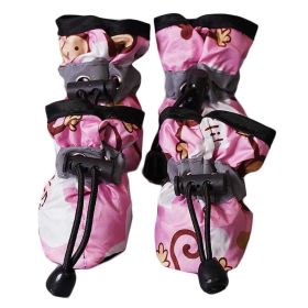 4 Pcs Pink Cute Dog Shoes Foot Covers Rain Shoes Puppy Cat Waterproof Pet Shoes