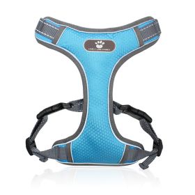 dog Harnesses; Pet Traction Rope Mesh Breathable Big Dog Chest Strap Vest Reflective Dog Rope Spot (colour: Light blue, Specification (L * W): M (12-32 kg))